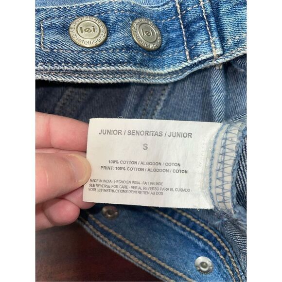 L.e.i. Button Up American Flag Devin Denim Cropped Vest Size Small - Picture 5 of 6